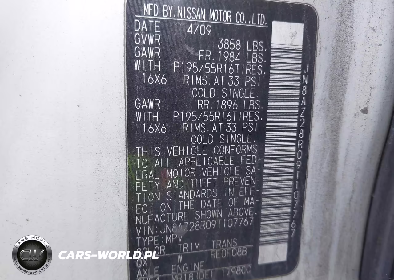 2009 Nissan Cube 1.8Sl VIN:JN8AZ28R09T107767 - 9