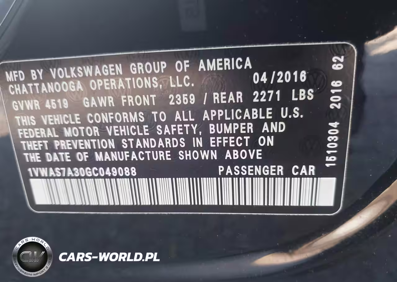 2016 Volkswagen Passat 1.8T S VIN:1VWAS7A30GC049088 - 9