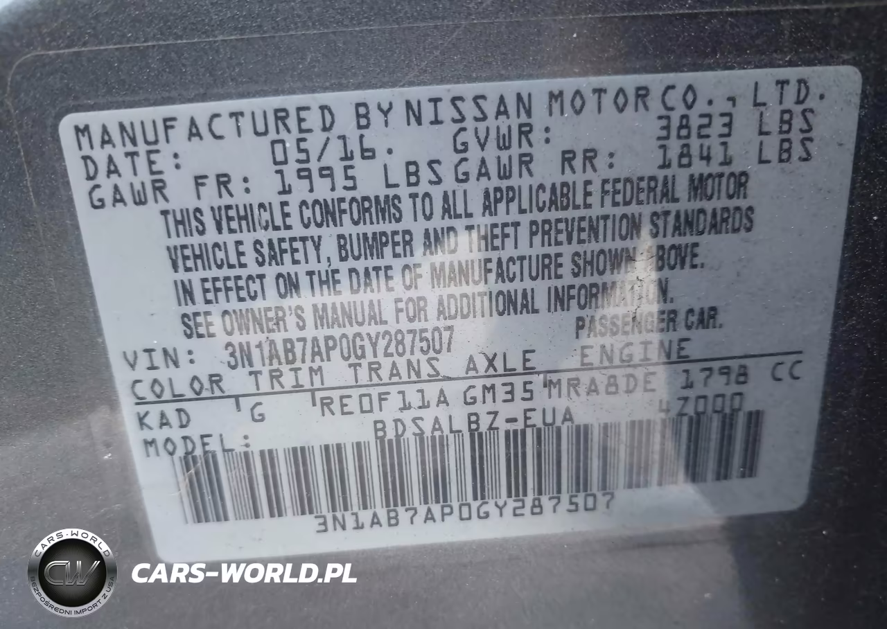 2016 Nissan Sentra S VIN:3N1AB7AP0GY287507 - 9