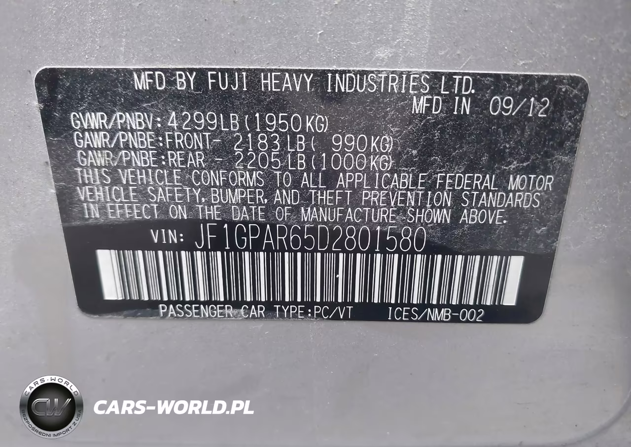 2013 Subaru Impreza 2.0I Sport Limited VIN:JF1GPAR65D2801580 - 9