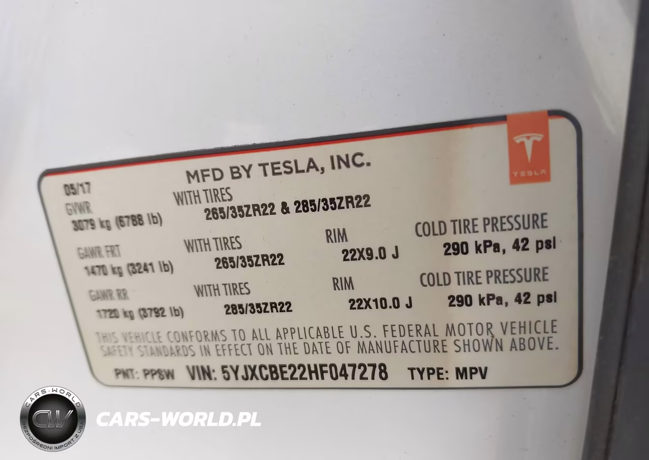 2017 Tesla Model X 100D-75D-90D VIN:5YJXCBE22HF047278 - 9