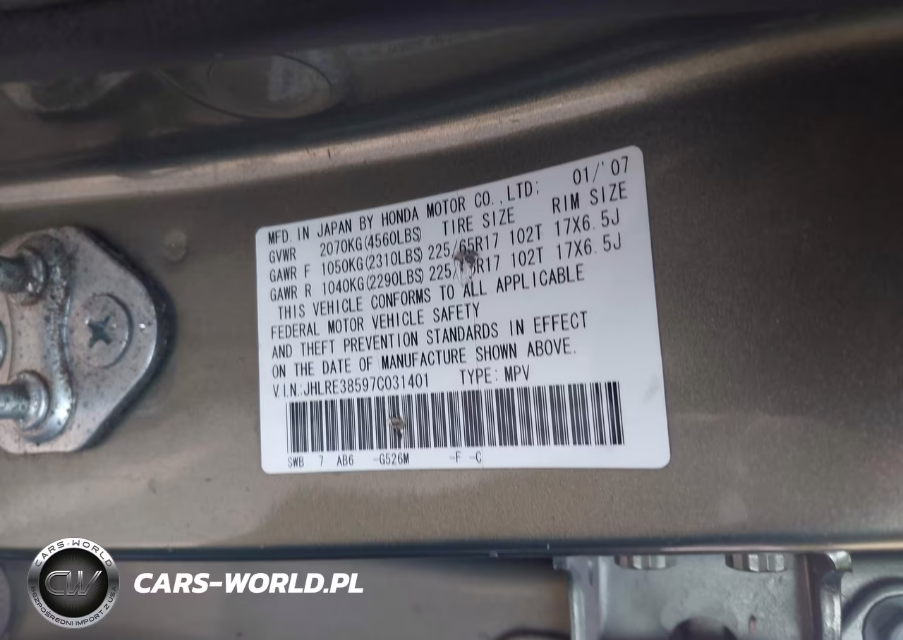 2007 Honda Cr-V Ex VIN:JHLRE38597C031401 - 9