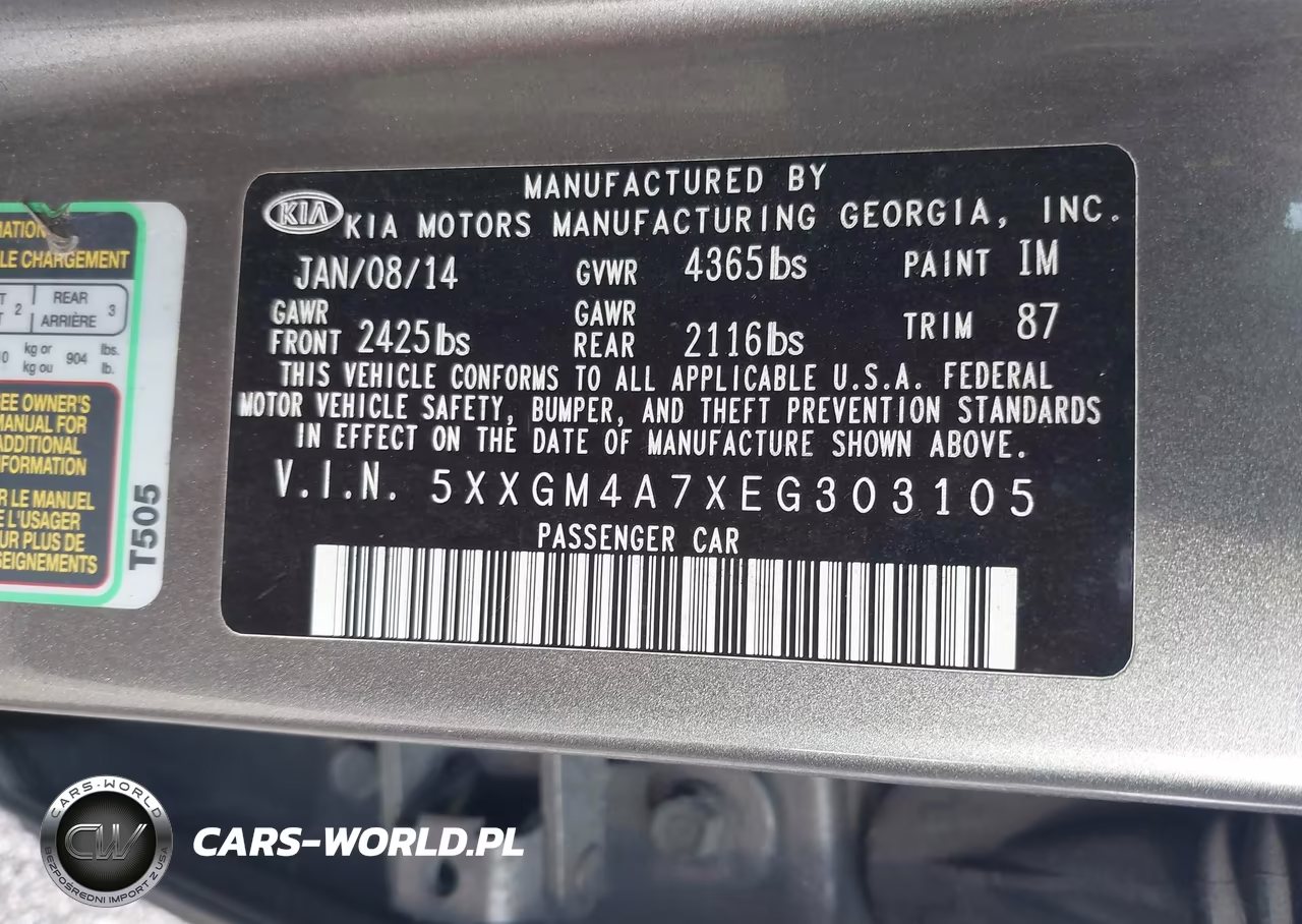 2014 Kia Optima Lx VIN:5XXGM4A7XEG303105 - 9