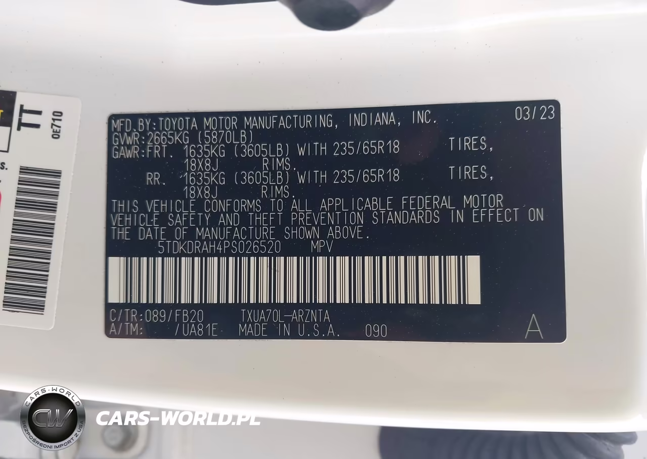 2023 Toyota Highlander Le VIN:5TDKDRAH4PS026520 - 9