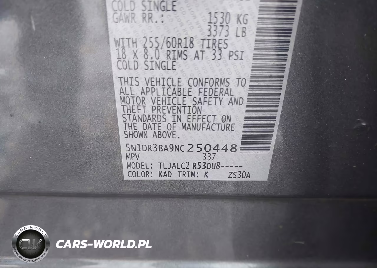 2022 Nissan Pathfinder Sv 2Wd VIN:5N1DR3BA9NC250448 - 9