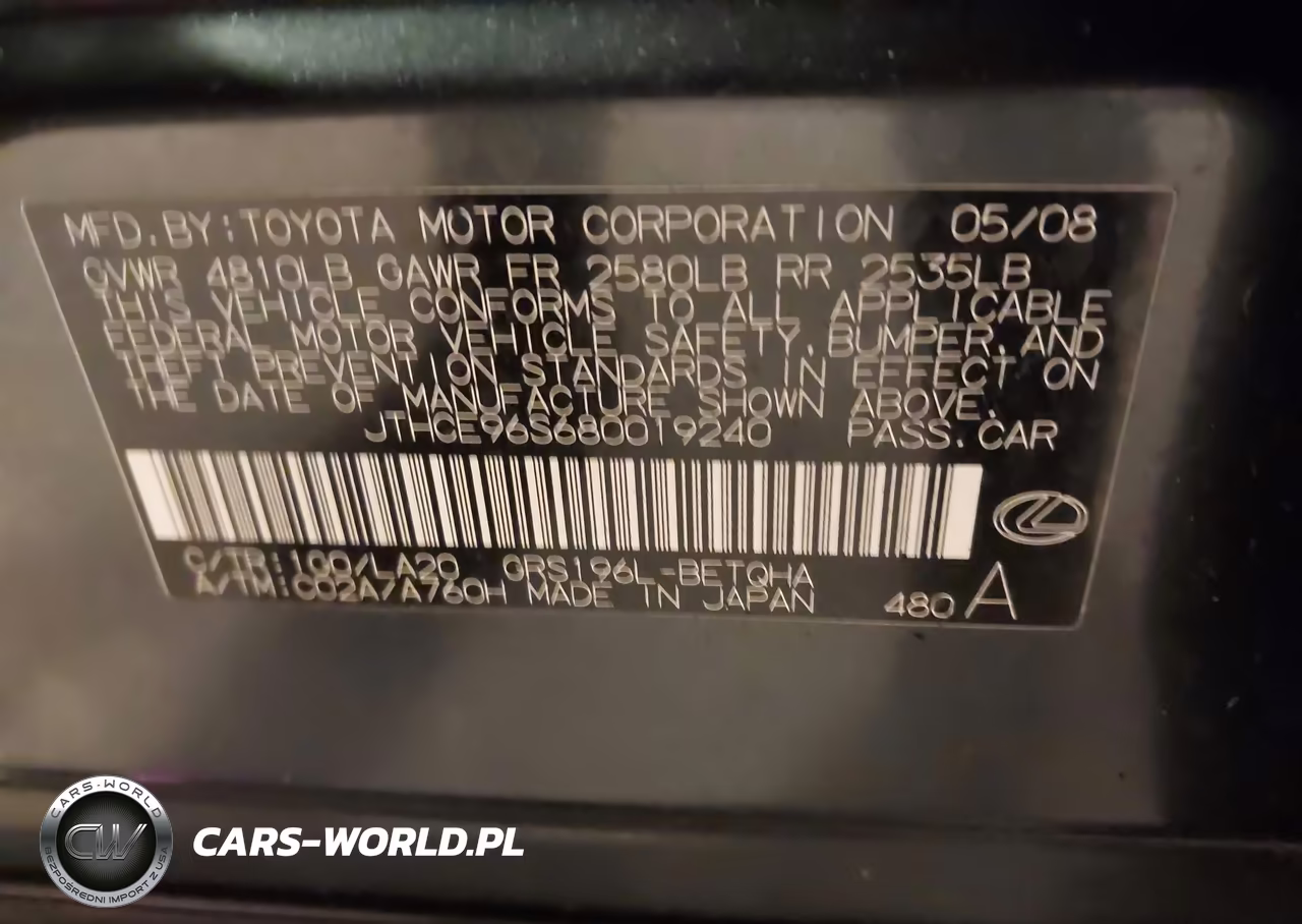 2008 Lexus Gs 350 VIN:JTHCE96S680019240 - 9