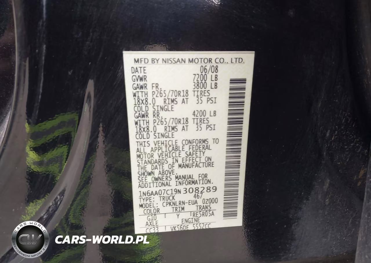 2009 Nissan Titan Xe VIN:1N6AA07C19N308289 - 9