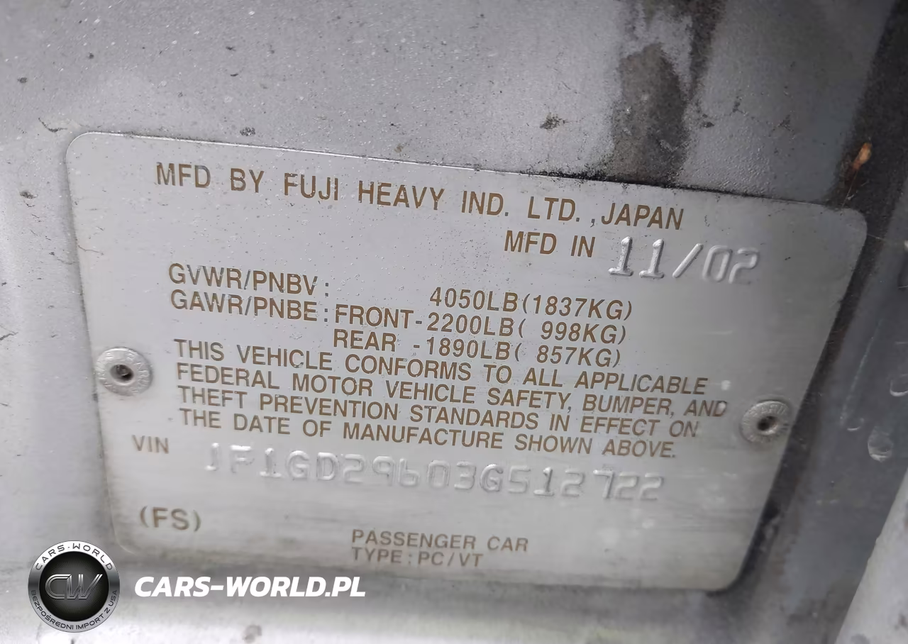 2003 Subaru Impreza Wrx VIN:JF1GD29603G512722 - 9