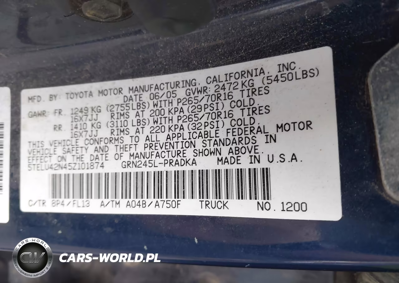 2005 Toyota Tacoma Base V6 VIN:5TELU42N45Z101874 - 9