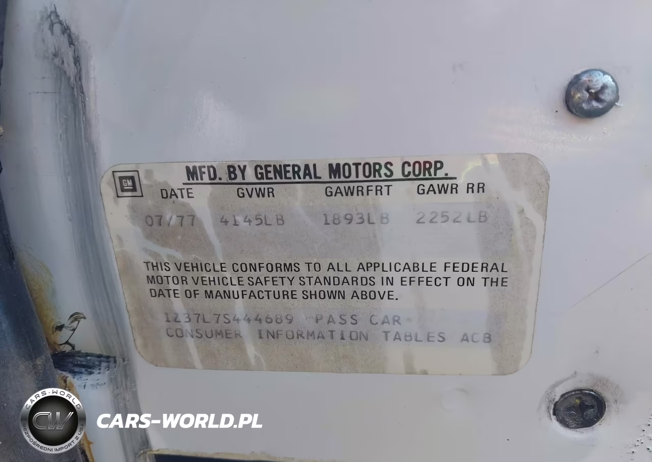 1977 Chevrolet Corvette VIN:00001Z37L7S444689 - 9