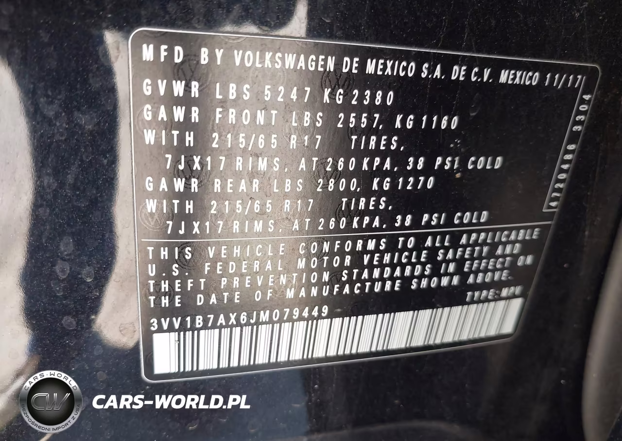 2018 Volkswagen Tiguan 2.0T S VIN:3VV1B7AX6JM079449 - 9