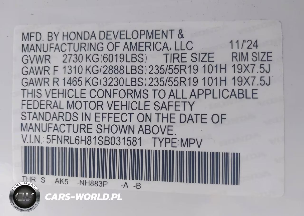 2025 Honda Odyssey Touring VIN:5FNRL6H81SB031581 - 9