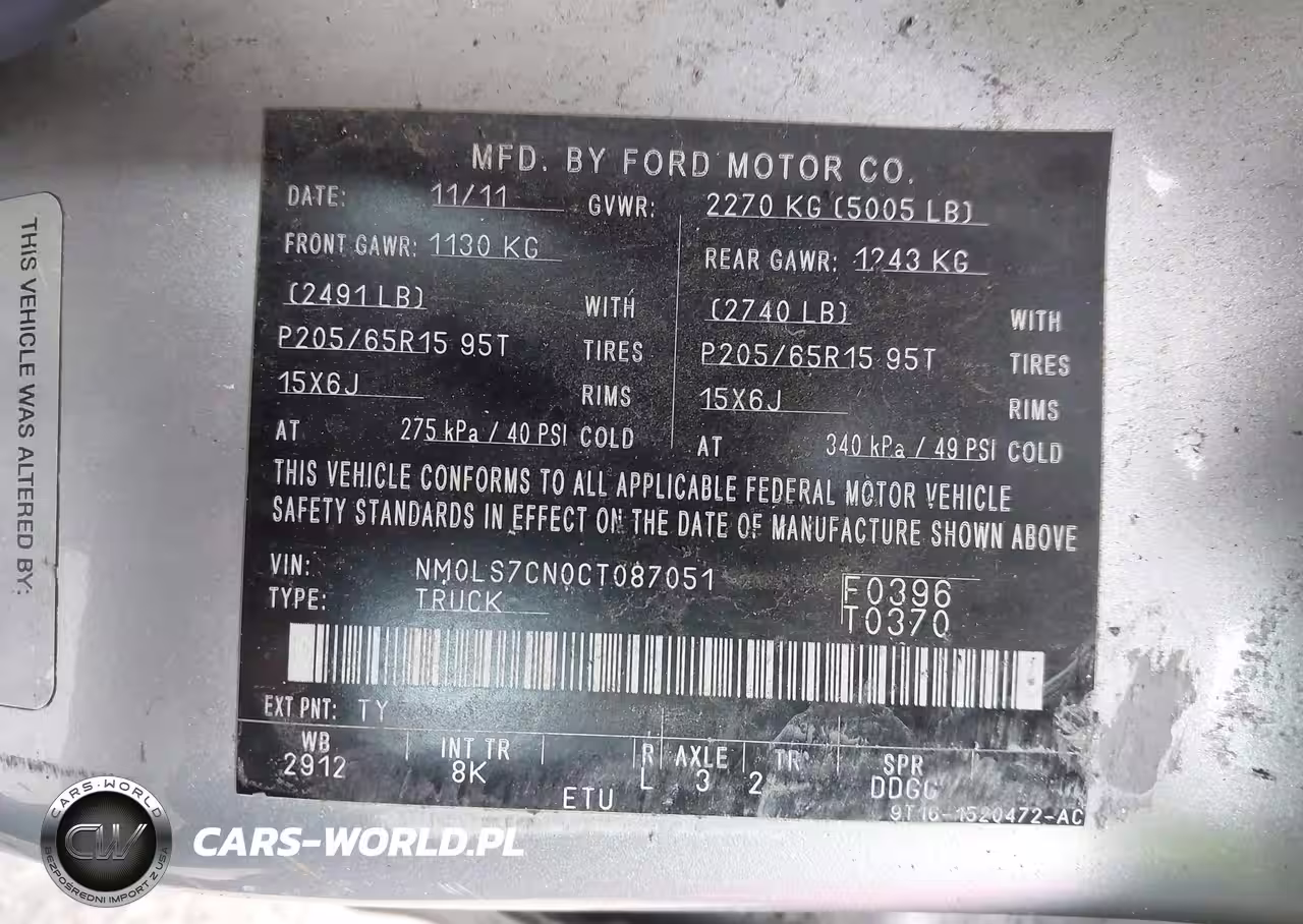 2012 Ford Transit Connect Xl VIN:NM0LS7CN0CT087051 - 9