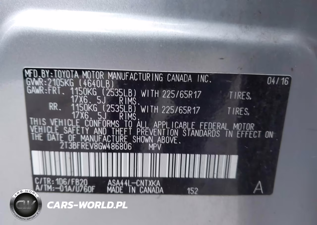 2016 Toyota Rav4 Le VIN:2T3BFREV8GW486806 - 9