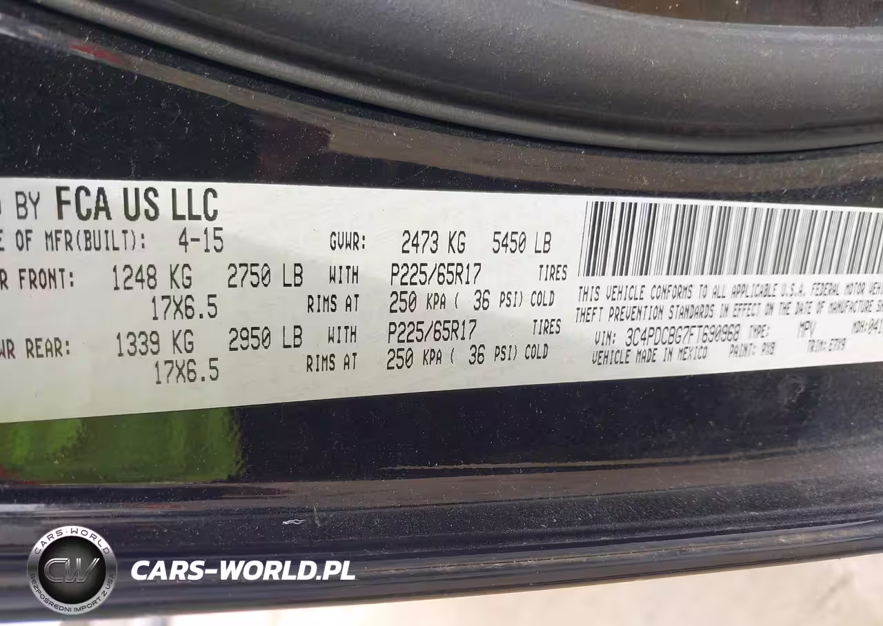 2015 Dodge Journey Sxt VIN:3C4PDCBG7FT690968 - 9