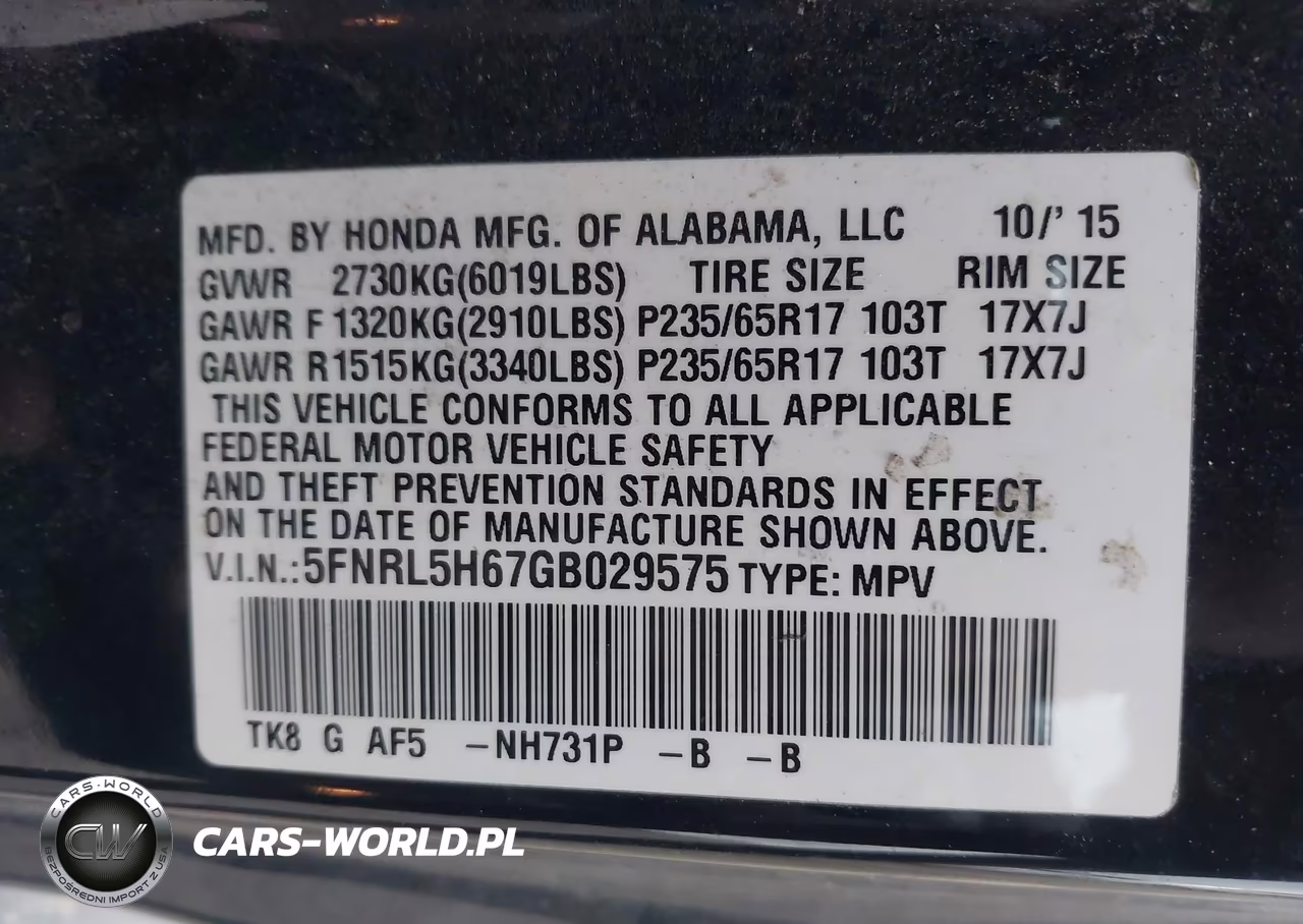 2016 Honda Odyssey Ex-L VIN:5FNRL5H67GB029575 - 9