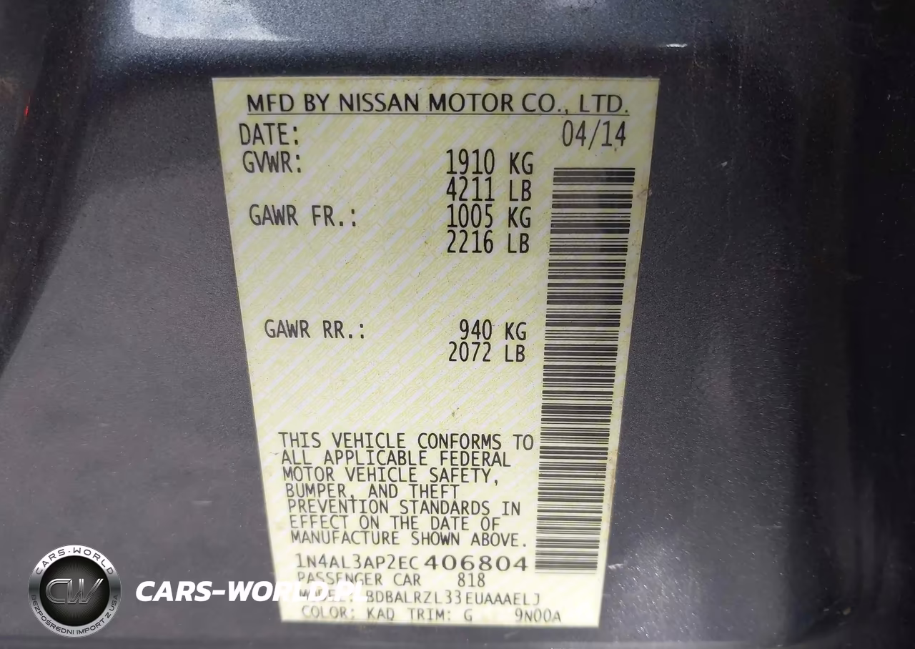2014 Nissan Altima 2.5 S VIN:1N4AL3AP2EC406804 - 9