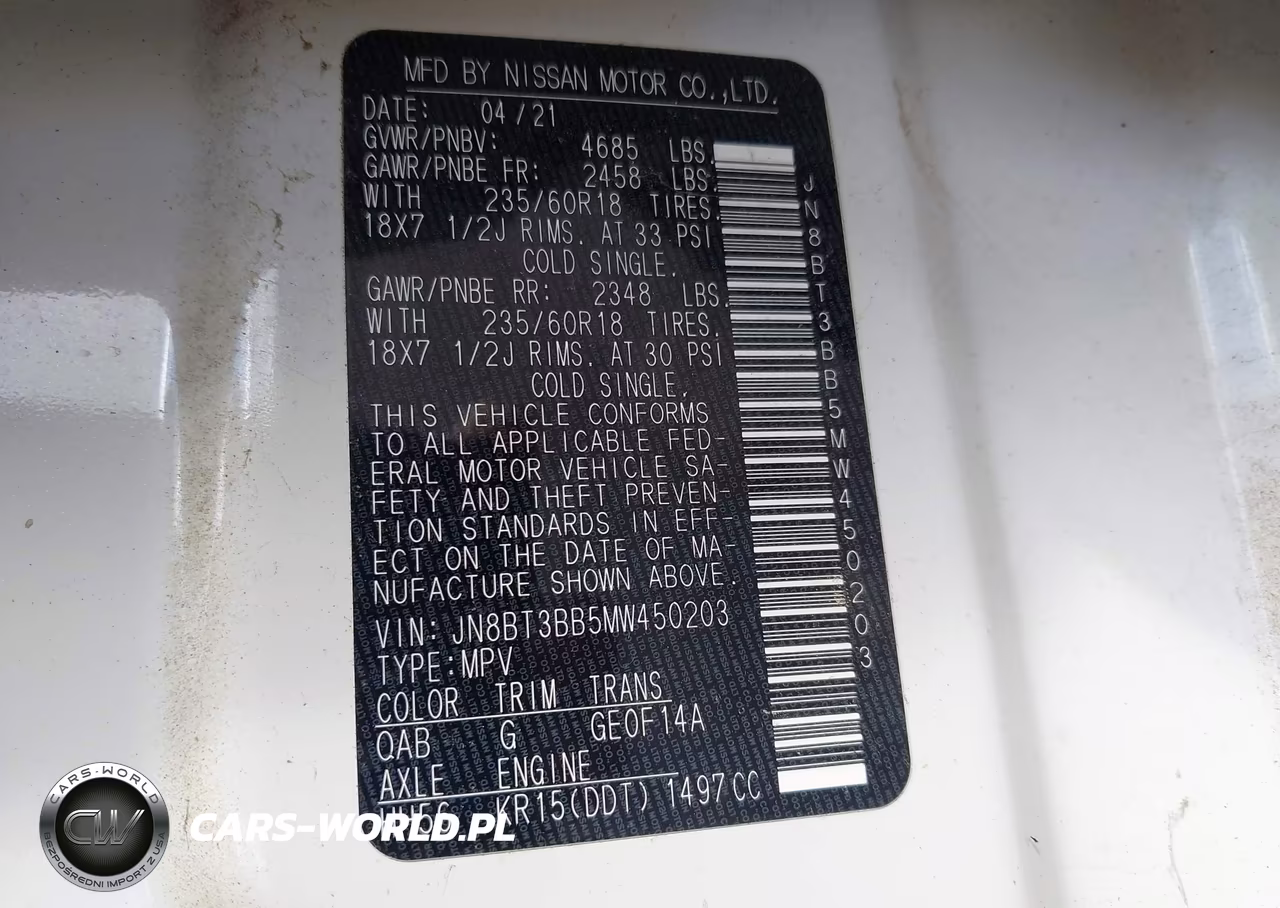 2021 Nissan Rogue VIN:JN8BT3BB5MW450203 - 9