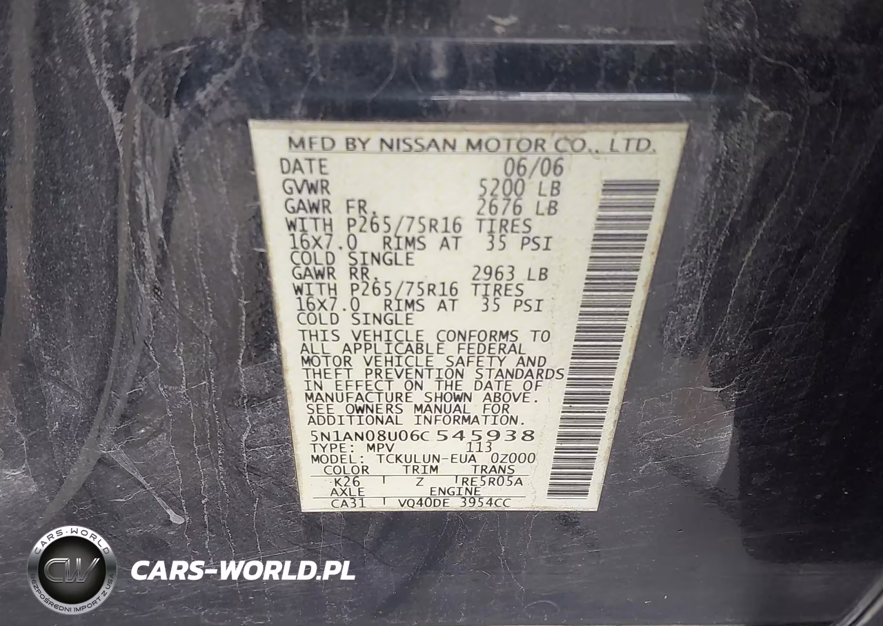 2006 Nissan Xterra Off Road VIN:5N1AN08U06C545938 - 9