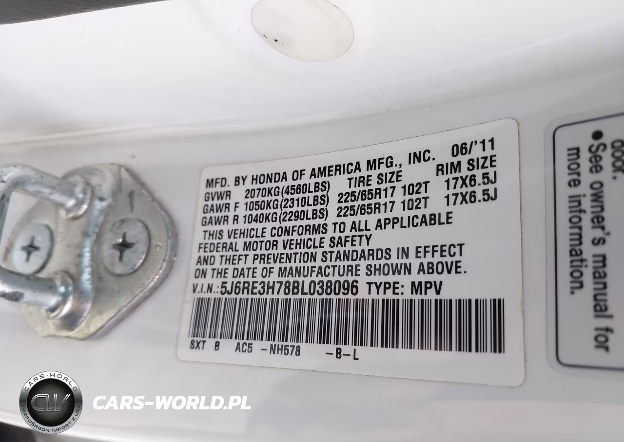 2011 Honda Cr-V Ex-L VIN:5J6RE3H78BL038096 - 9