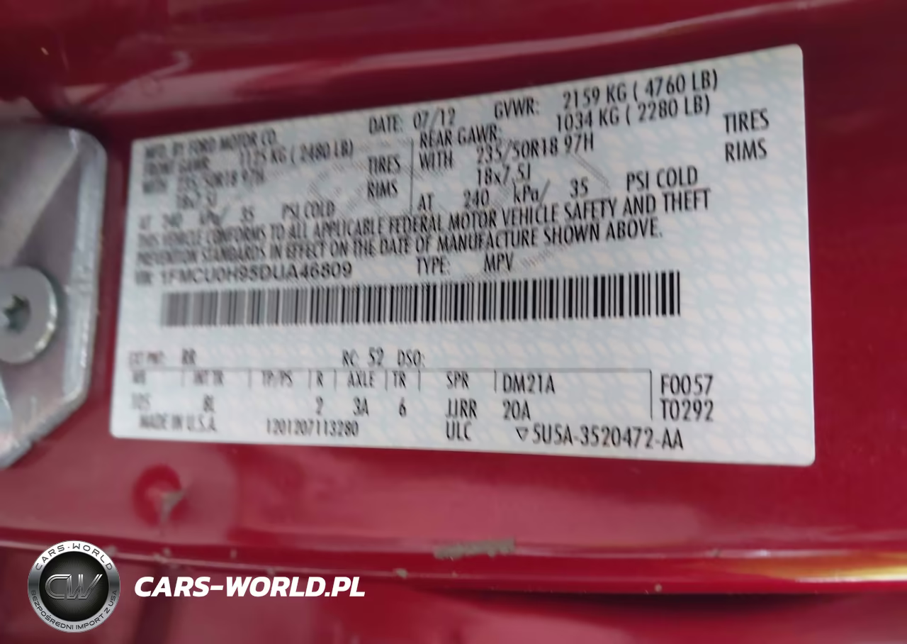 2013 Ford Escape Sel VIN:1FMCU0H95DUA46809 - 9