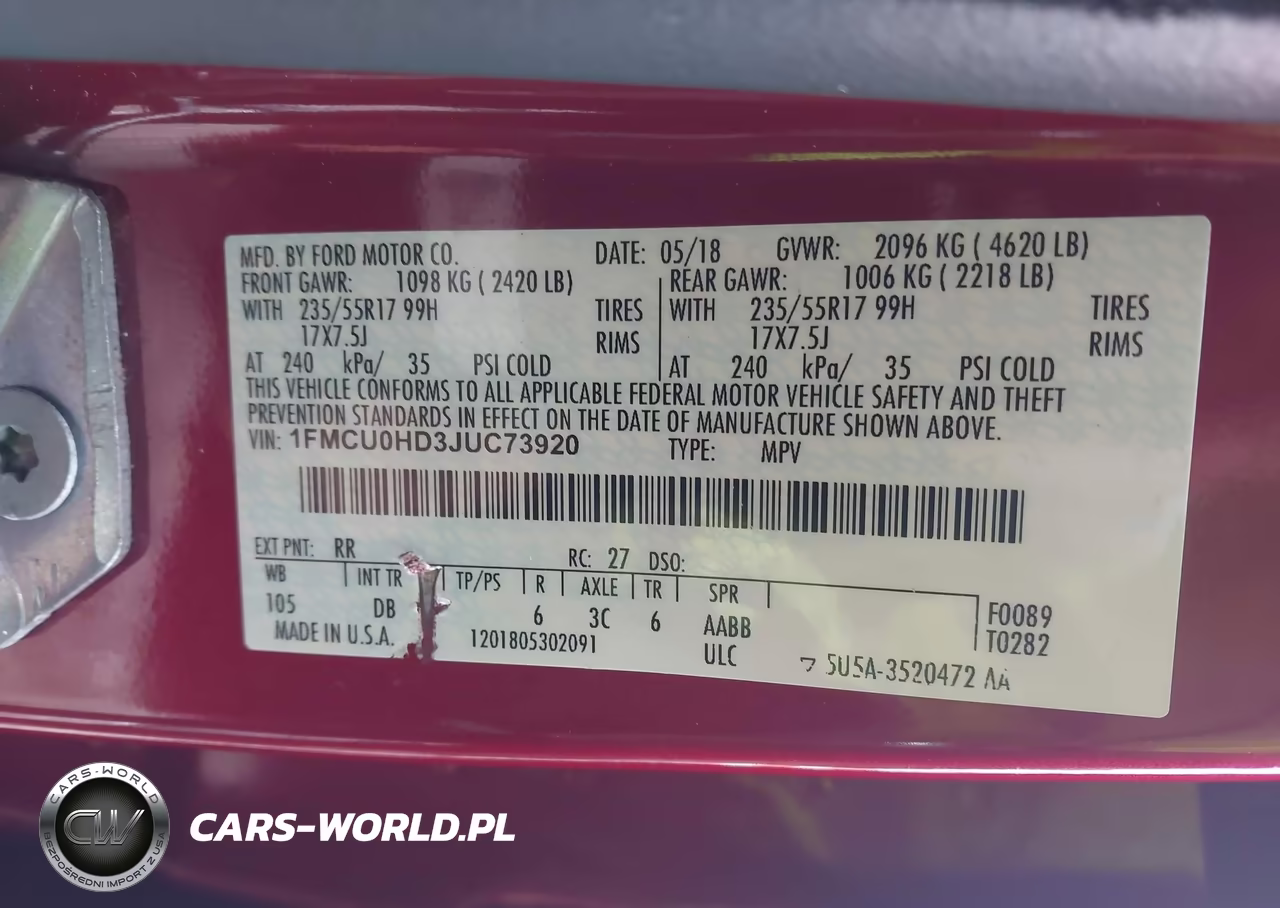 2018 Ford Escape Sel VIN:1FMCU0HD3JUC73920 - 9