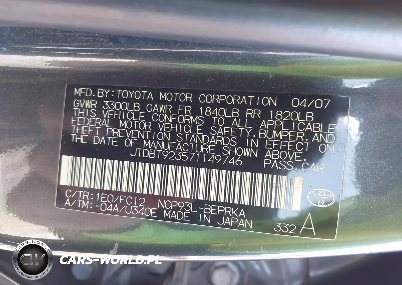 2007 Toyota Yaris VIN:JTDBT923571149746 - 9