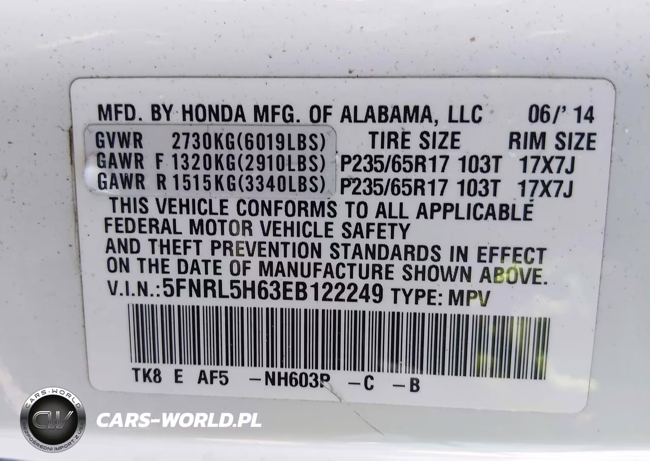 2014 Honda Odyssey Ex-L VIN:5FNRL5H63EB122249 - 9