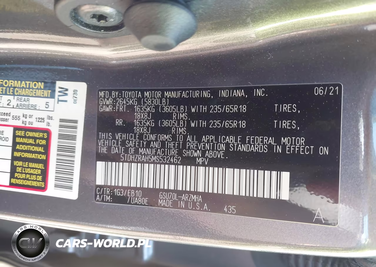 2021 Toyota Highlander Xle VIN:5TDHZRAH5MS532462 - 9