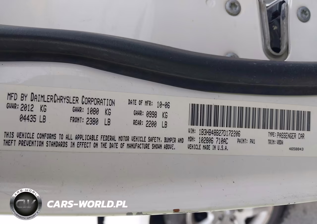 2007 Dodge Caliber Sxt VIN:1B3HB48B27D172206 - 9