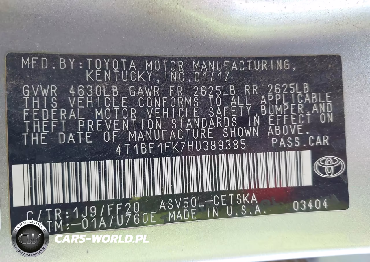 2017 Toyota Camry Se VIN:4T1BF1FK7HU389385 - 9