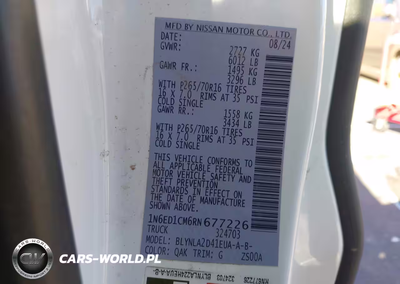 2024 Nissan Frontier King Cab S 4X4 VIN:1N6ED1CM6RN677226 - 9
