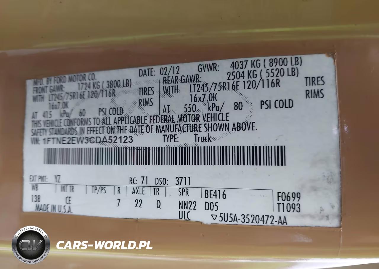 2012 Ford E-250 Commercial VIN:1FTNE2EW3CDA52123 - 9