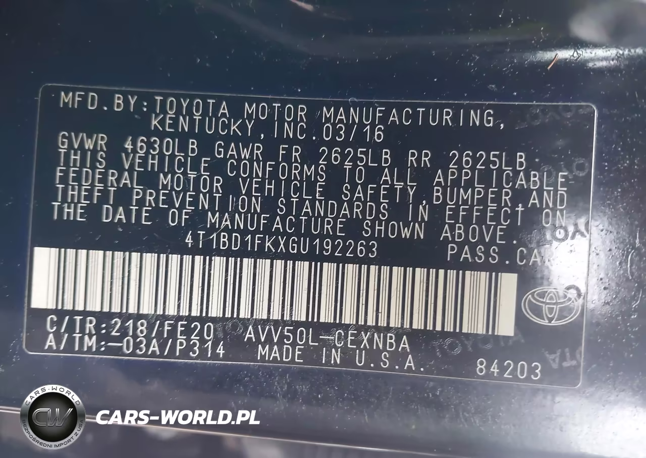 2016 Toyota Camry Hybrid Le VIN:4T1BD1FKXGU192263 - 9