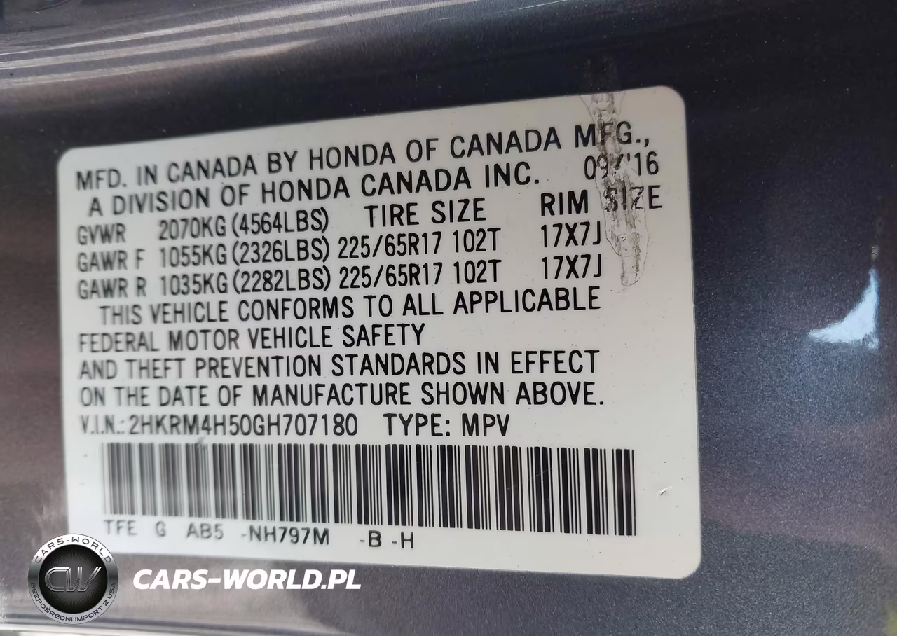 2016 Honda Cr-V Ex VIN:2HKRM4H50GH707180 - 9