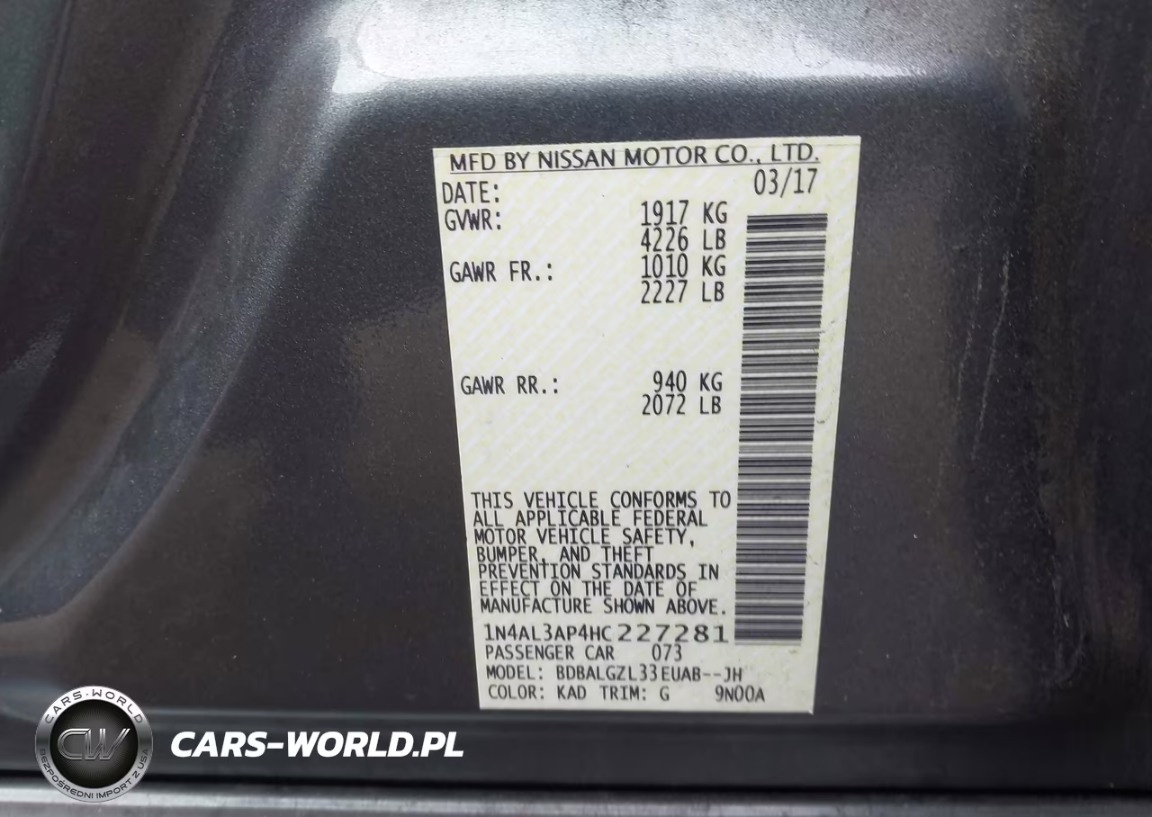 2017 Nissan Altima 2.5 S VIN:1N4AL3AP4HC227281 - 9