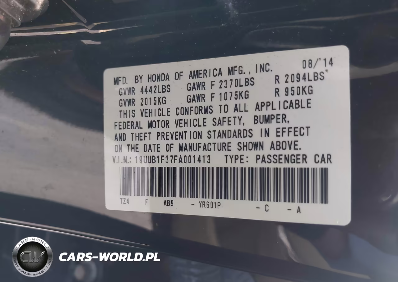 2015 Acura Tlx VIN:19UUB1F37FA001413 - 9