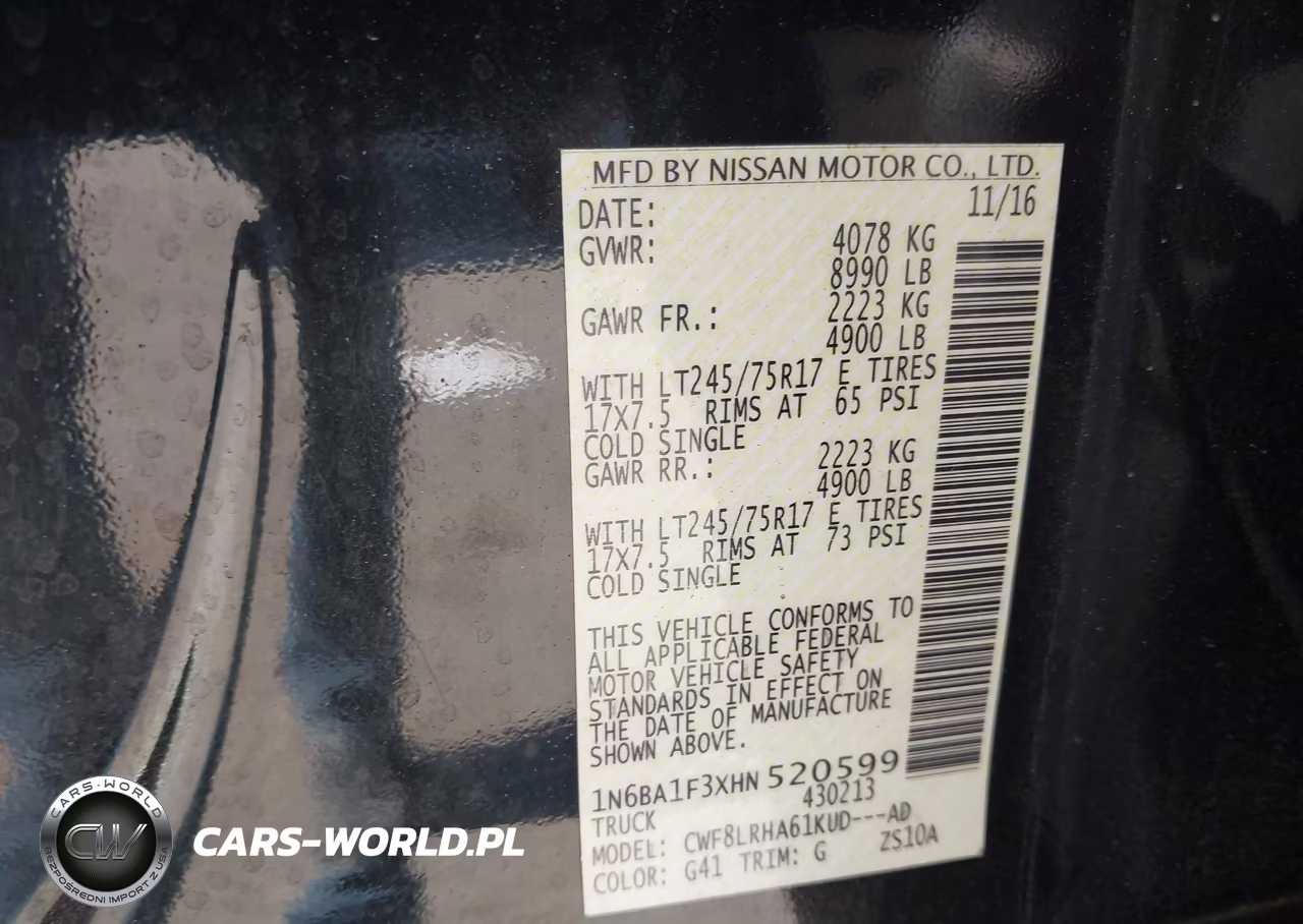2017 Nissan Titan Xd S Diesel VIN:1N6BA1F3XHN520599 - 9