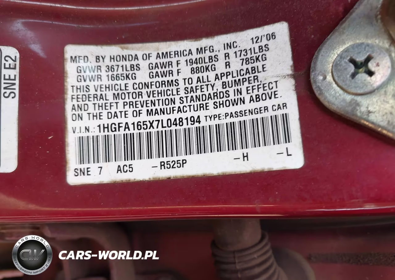 2007 Honda Civic Lx VIN:1HGFA165X7L048194 - 9