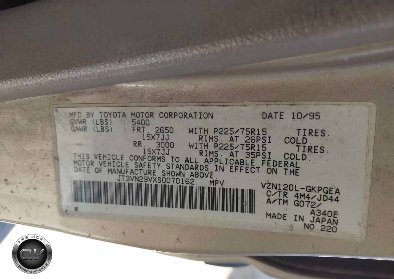 1995 Toyota 4Runner Vn29 Sr5 VIN:JT3VN29VXS0070162 - 9