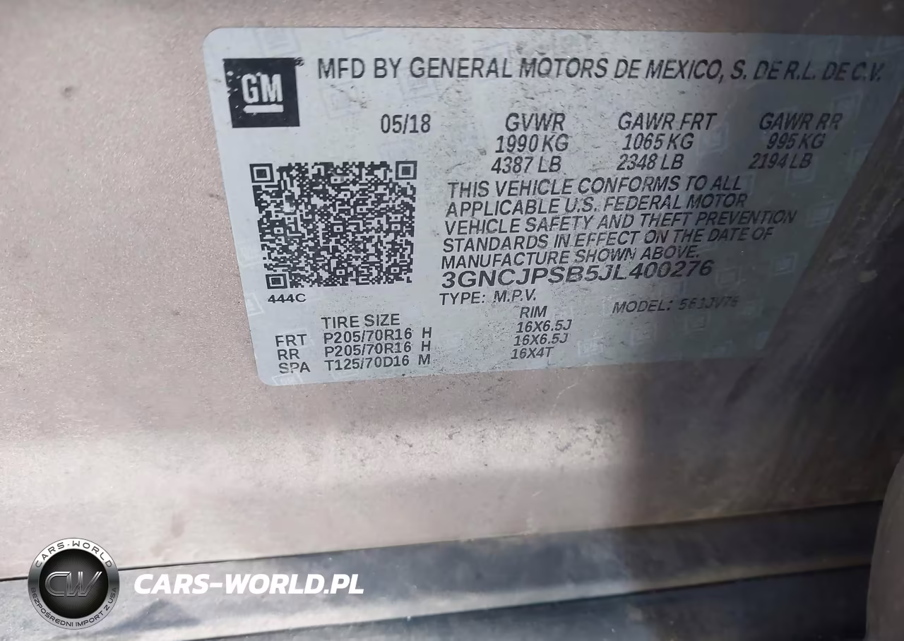 2018 Chevrolet Trax Lt VIN:3GNCJPSB5JL400276 - 9