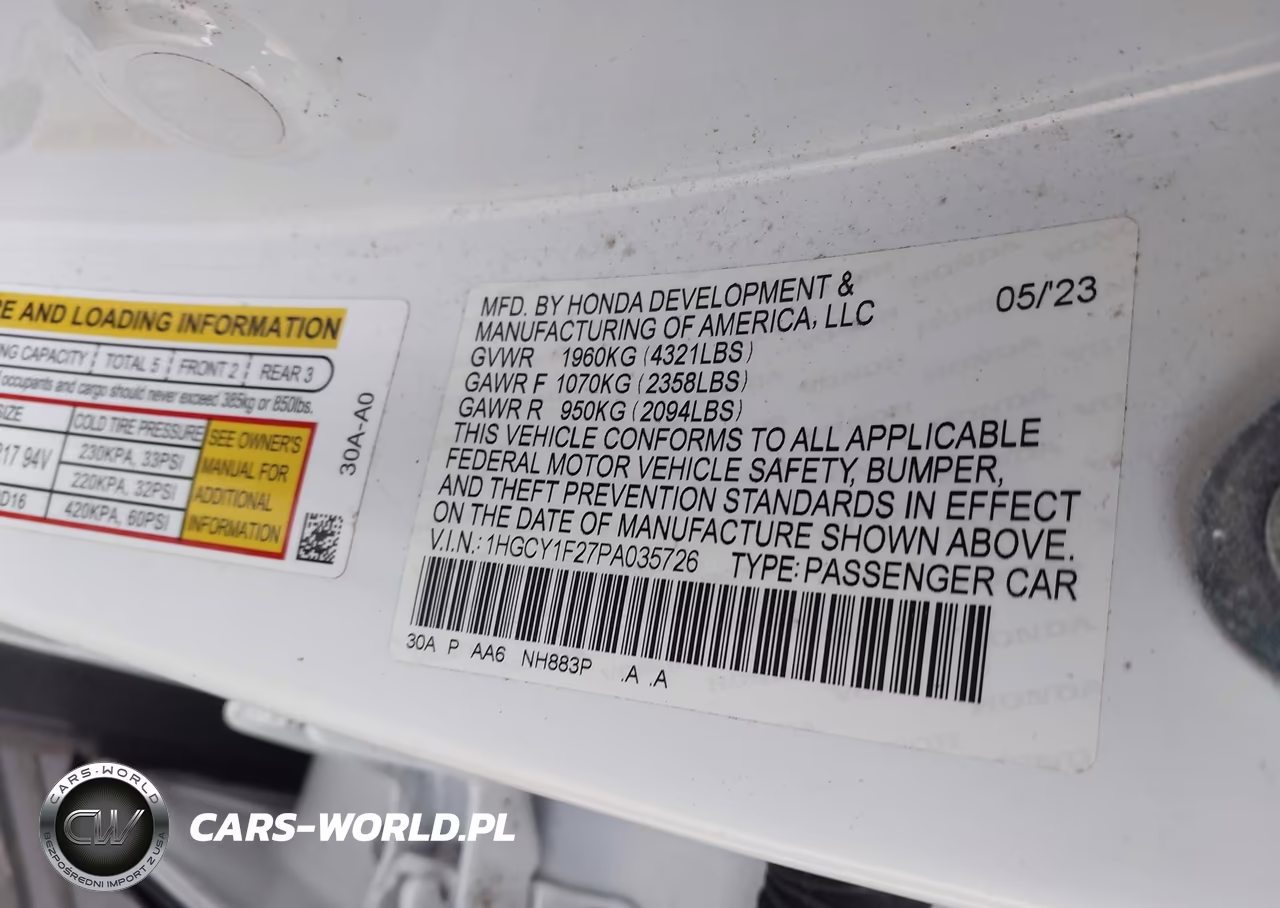 2023 Honda Accord Lx VIN:1HGCY1F27PA035726 - 9