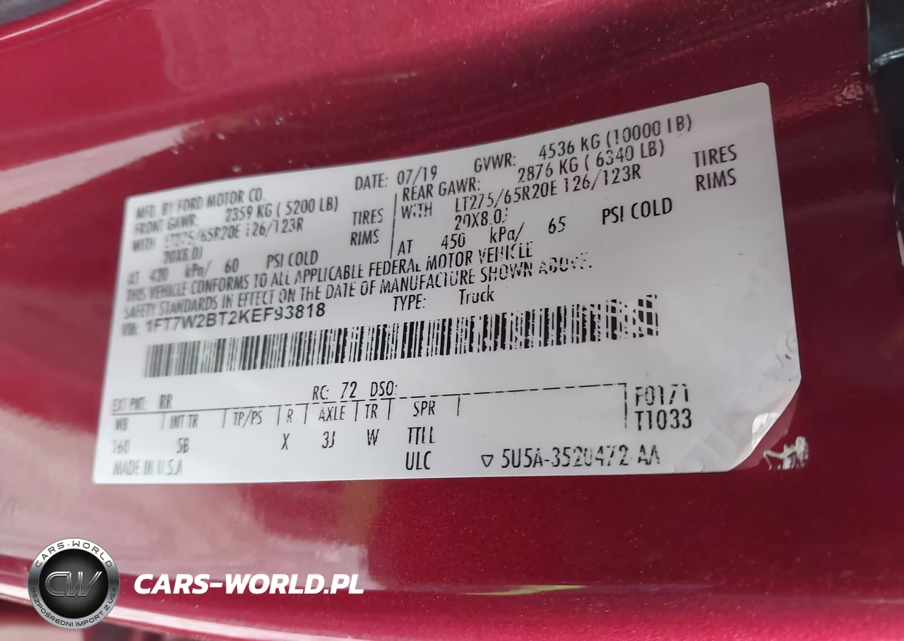 2019 Ford F-250 Lariat VIN:1FT7W2BT2KEF93818 - 9