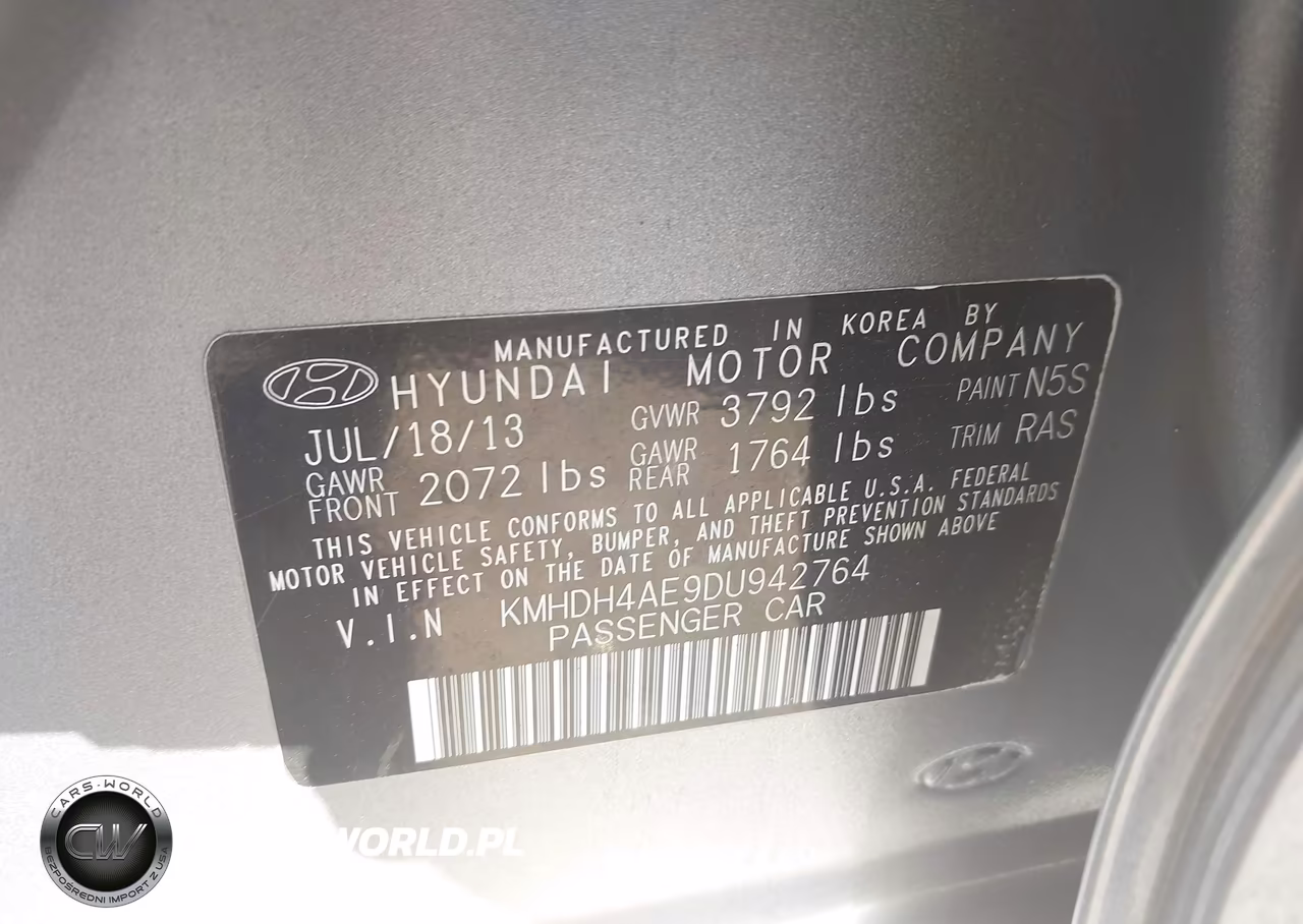 2013 Hyundai Elantra Gls VIN:KMHDH4AE9DU942764 - 9