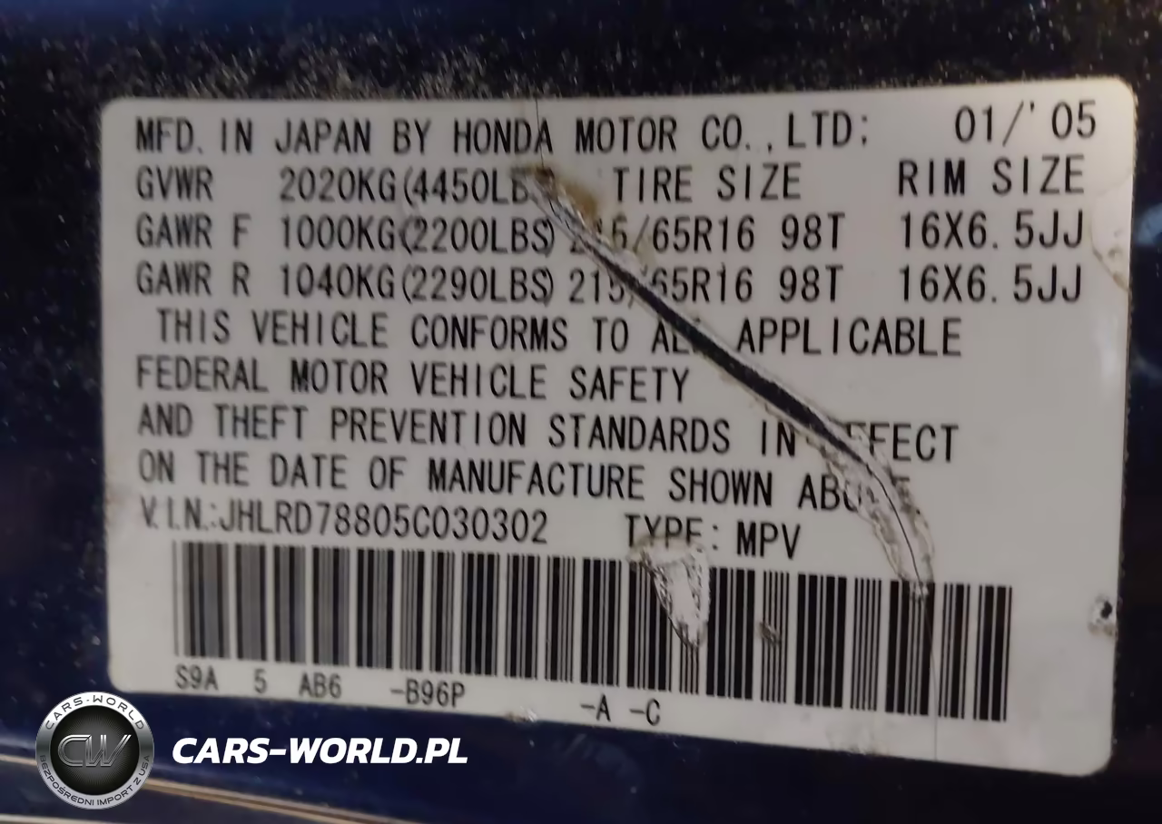 2005 Honda Cr-V Ex VIN:JHLRD78805C030302 - 9