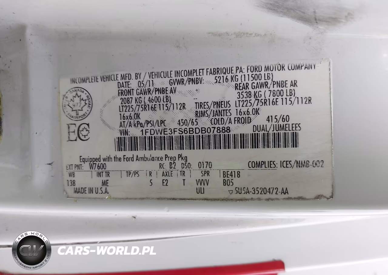 2011 Ford E-350 Cutaway VIN:1FDWE3FS6BDB07888 - 8