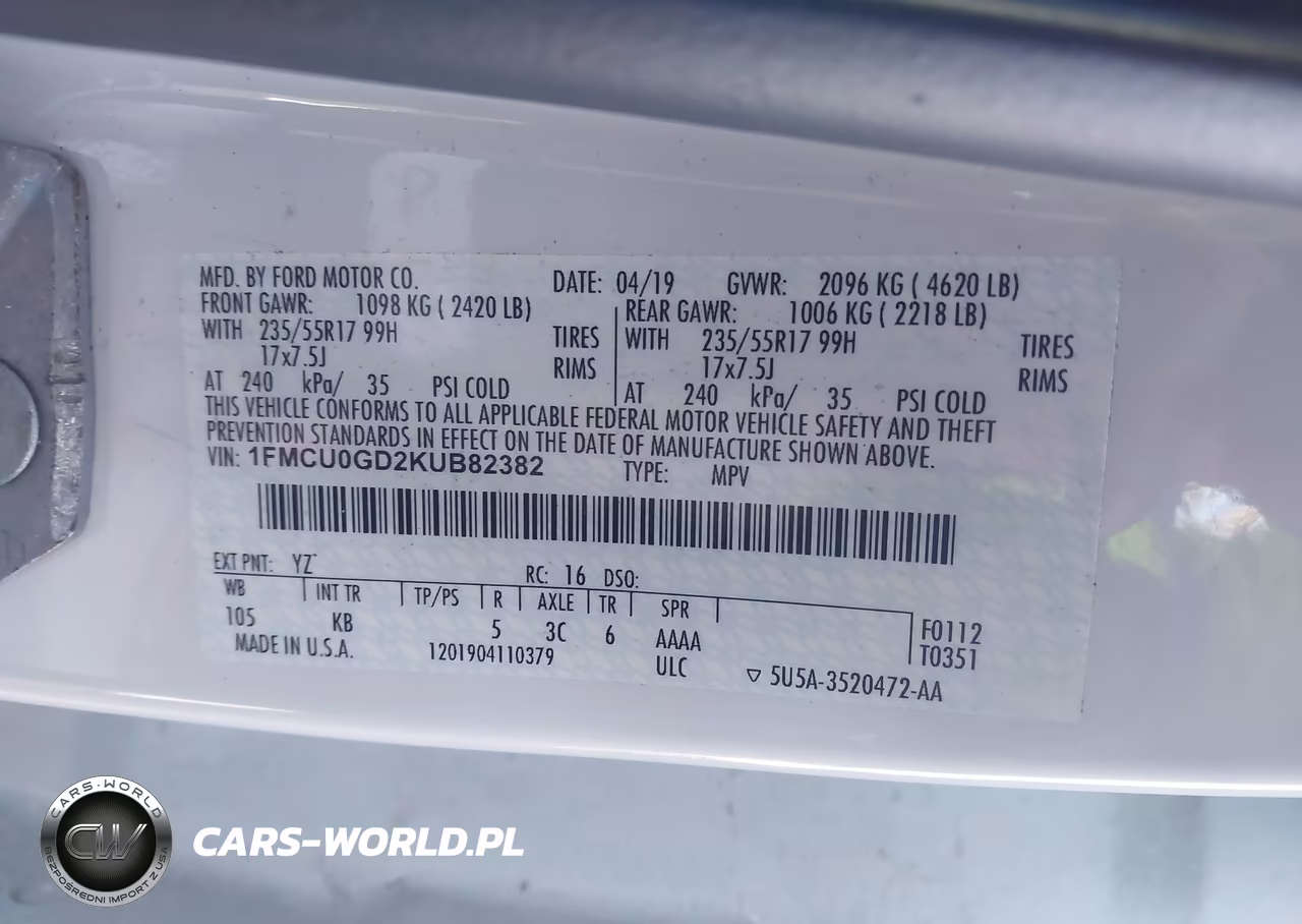 2019 Ford Escape Se VIN:1FMCU0GD2KUB82382 - 9