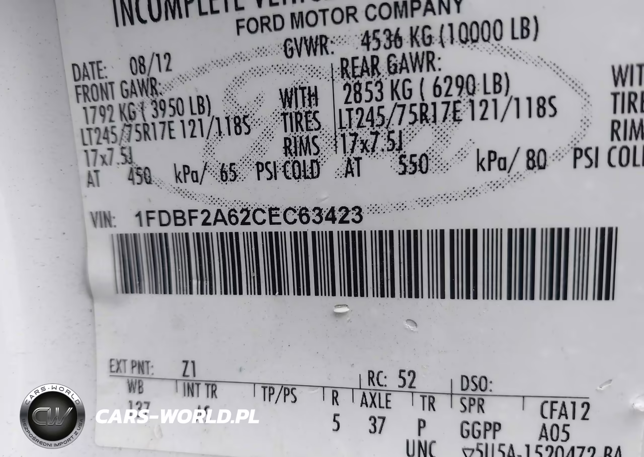 2012 Ford F-250 Xl VIN:1FDBF2A62CEC63423 - 9