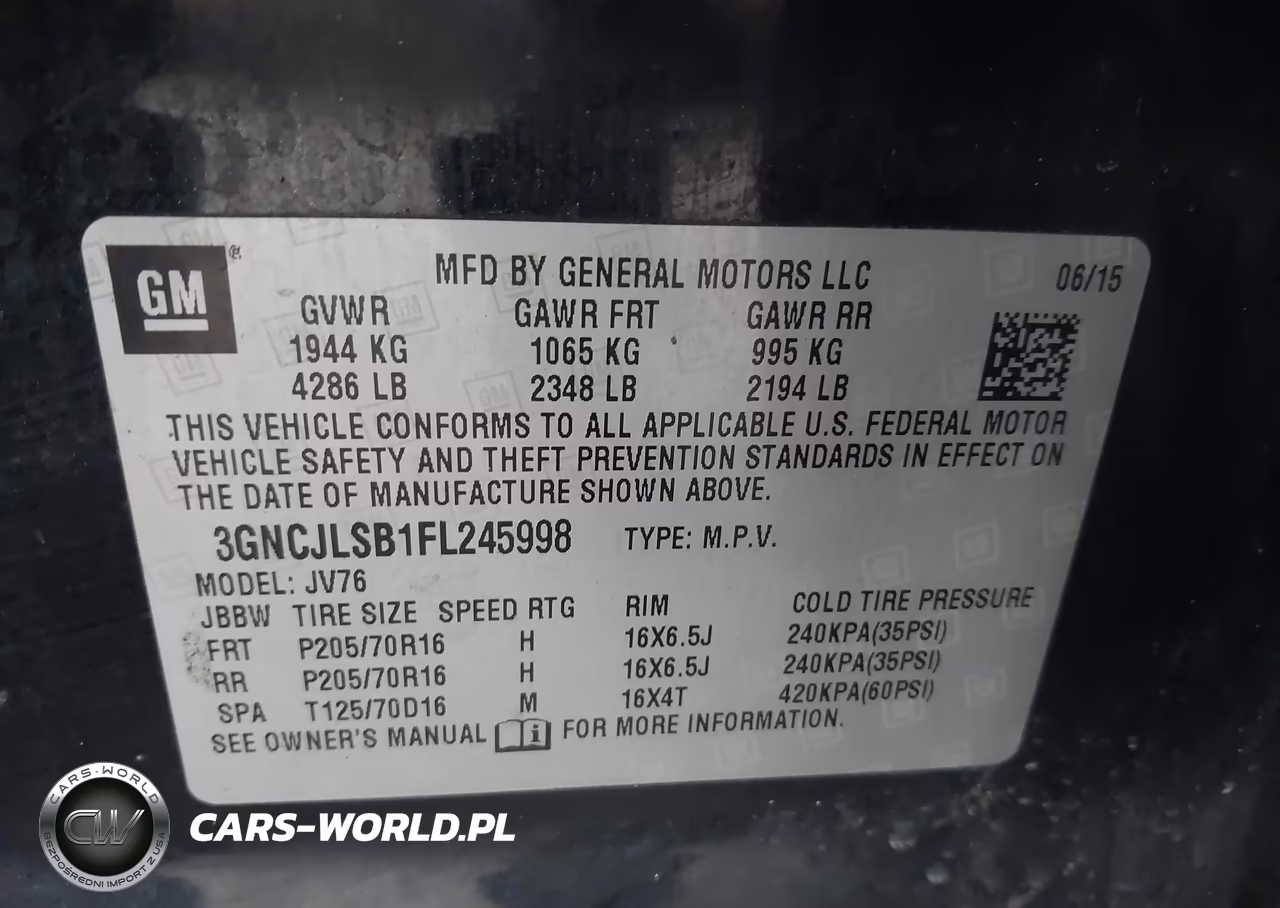 2015 Chevrolet Trax Lt VIN:3GNCJLSB1FL245998 - 9