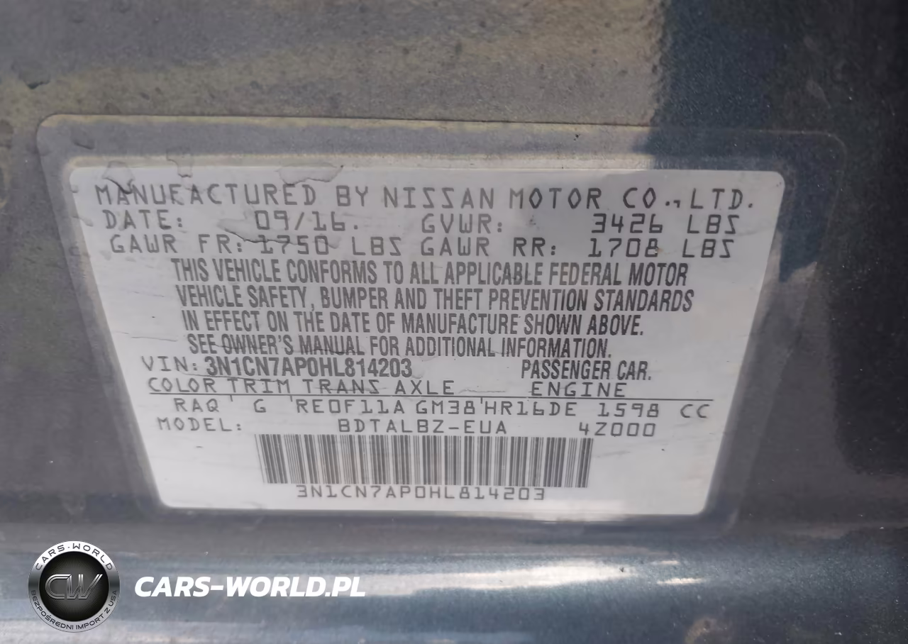 2017 Nissan Versa 1.6 S-1.6 S+-1.6 Sl-1.6 Sv VIN:3N1CN7AP0HL814203 - 9